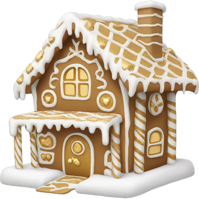 White and gold gingerbread house emoji