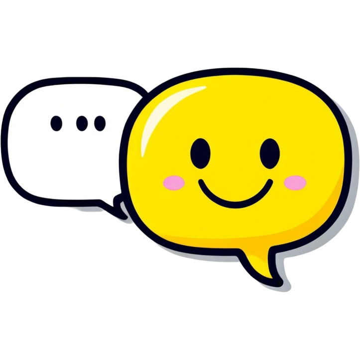 speech bubble with smiley face, cartoonish sticker style emoji