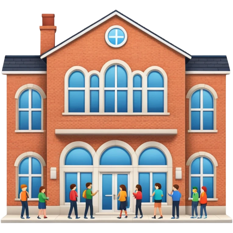 Community center building with people emoji
