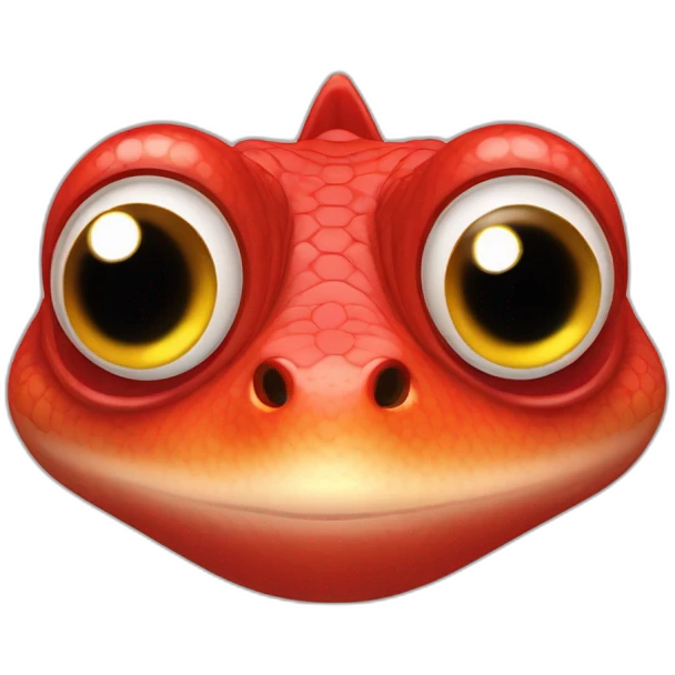 red toy hed lizard smooth round head big cartoon eyes emoji