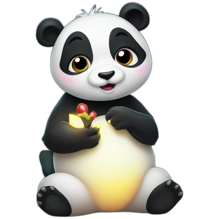 princess panda kissing a firefly emoji
