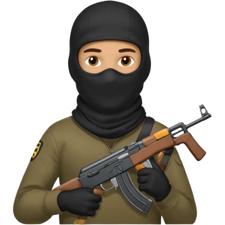 Hombre con pasamontañas con ak47 emoji