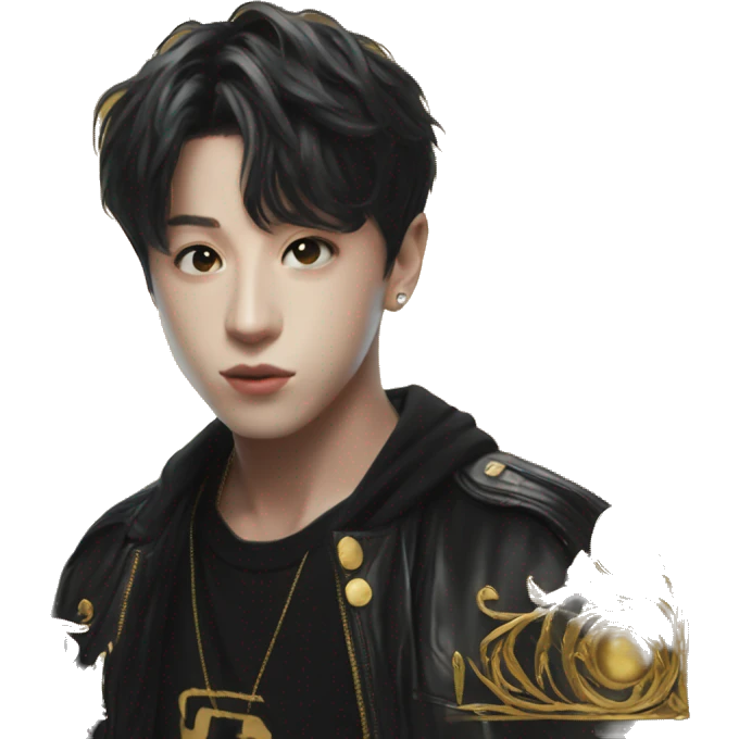 Jungkook with golden album  emoji