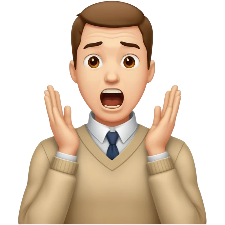 hands across neck yelling guy emoji