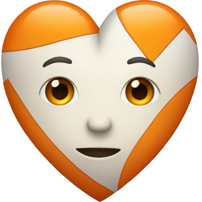 Half white and orange heart emoji