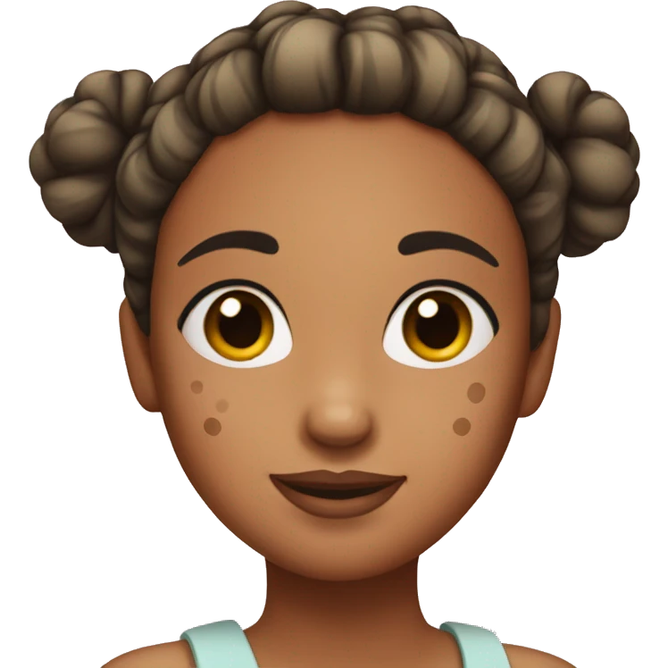 Girl with spots on face and hair in a bun emoji