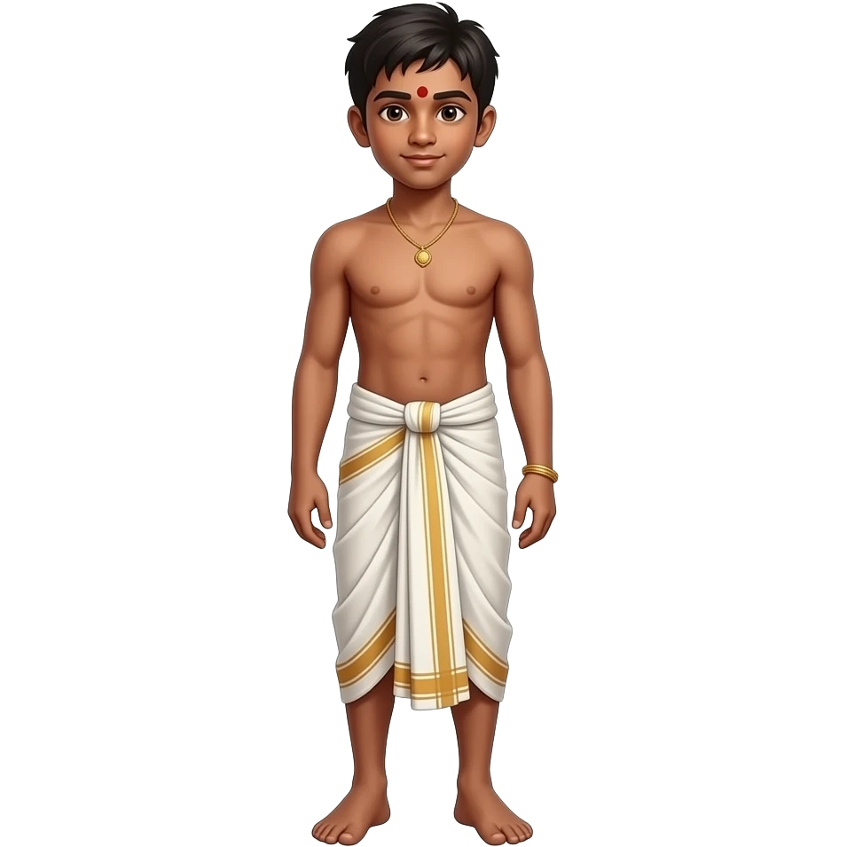 Create a full body emoji of a shirtless teenager wearing a dhuti emoji