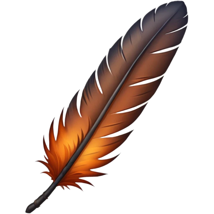 iOS emoji, dark fantasy feather, burned edges, ember glow, soft shadow, minimal emoji