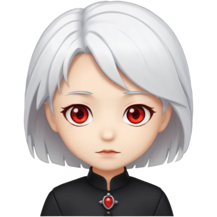 Anime, chibi, white hair, girl, red eyes emoji