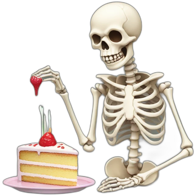 skeleton eating cake emoji