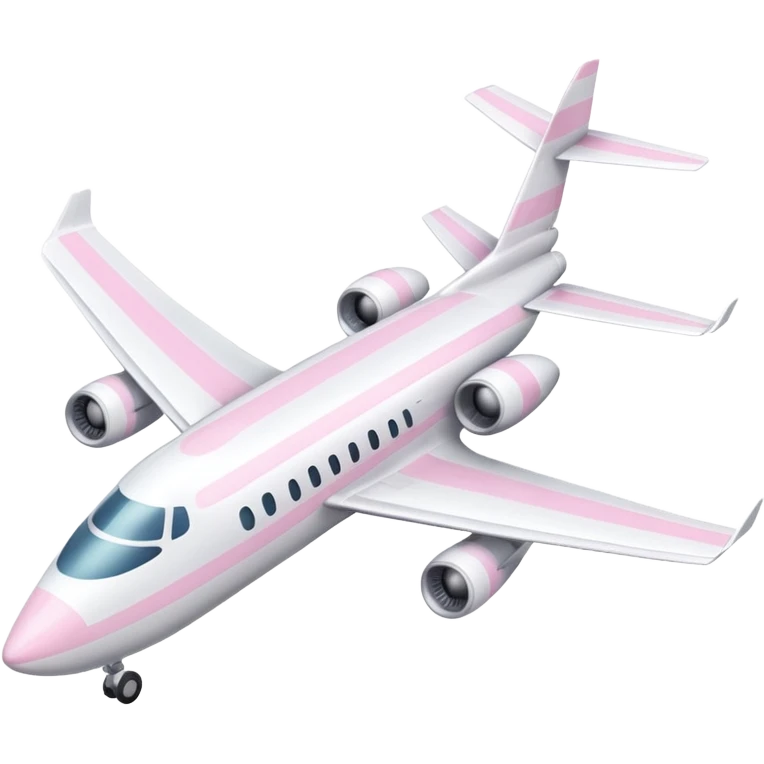 White plane with pastel pink stripes with one jet under each wing emoji