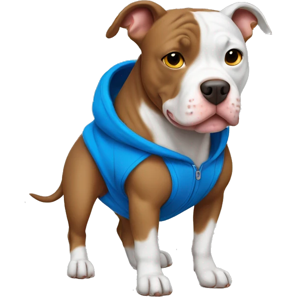 Pitbull dog wearing a blue hoodie emoji