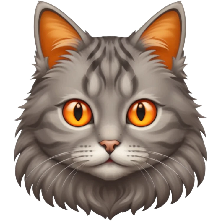 longhair grey tabby cat with orange eyes emoji
