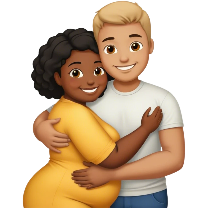 slim short man and fat black woman love emoji