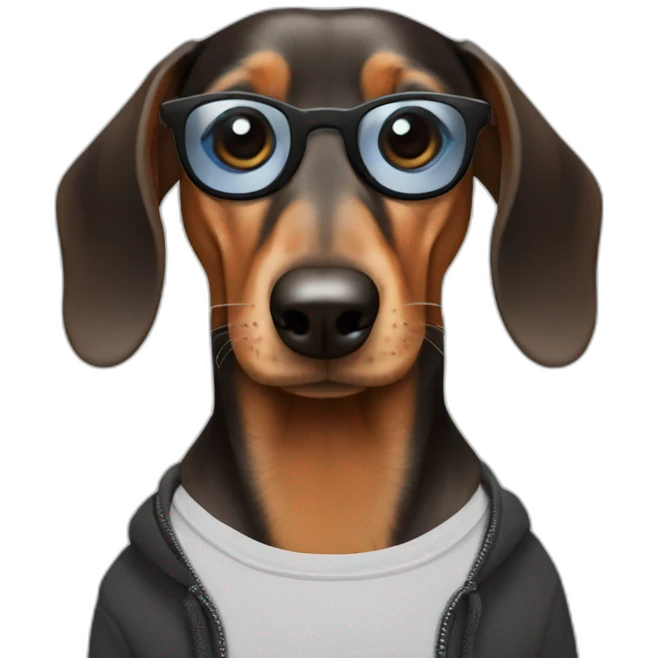 a dachshund dj with a beard emoji