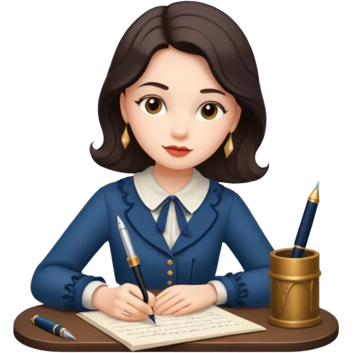 a girl is Writing in a Paper in a vintage outfit emoji