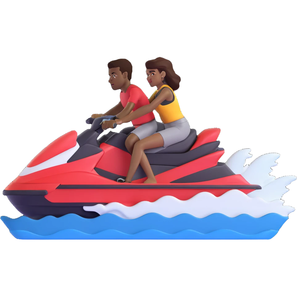 black man with a black woman on a jet ski emoji
