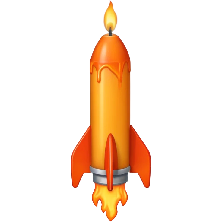 Yeah a rocket with a candle ON IT, so on it's side it must be 45 degree from the 360

So this: 🕯️

On a rocket emoji