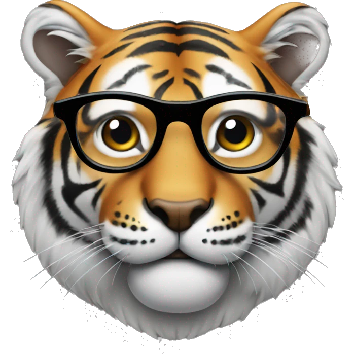 tiger with wearing rounded specs  emoji
