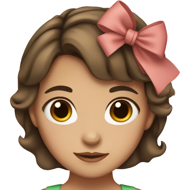 girl with brown hair brown eyes and bow in hair emoji
