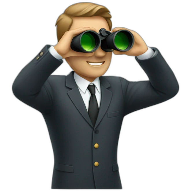 man in suit looking through binoculars emoji