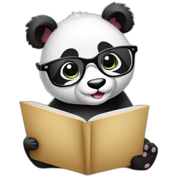 cute panda wearing glasses studying emoji