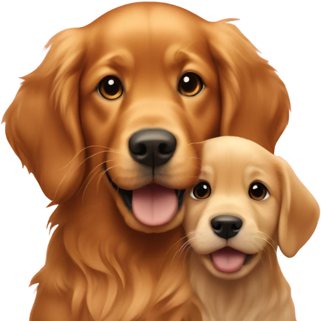 Red golden retriever and red golden retriever puppy playing  emoji