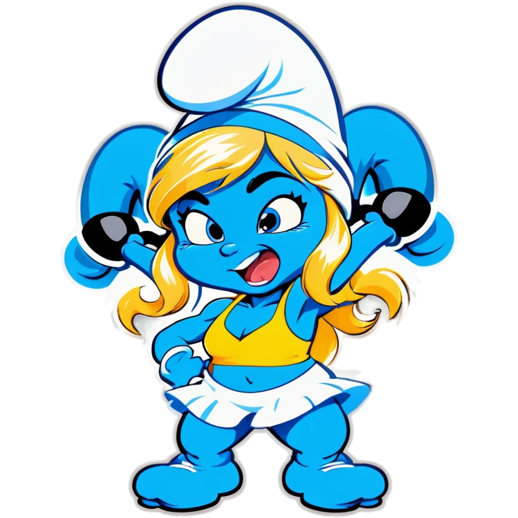 Smurfette with muscle and abs emoji