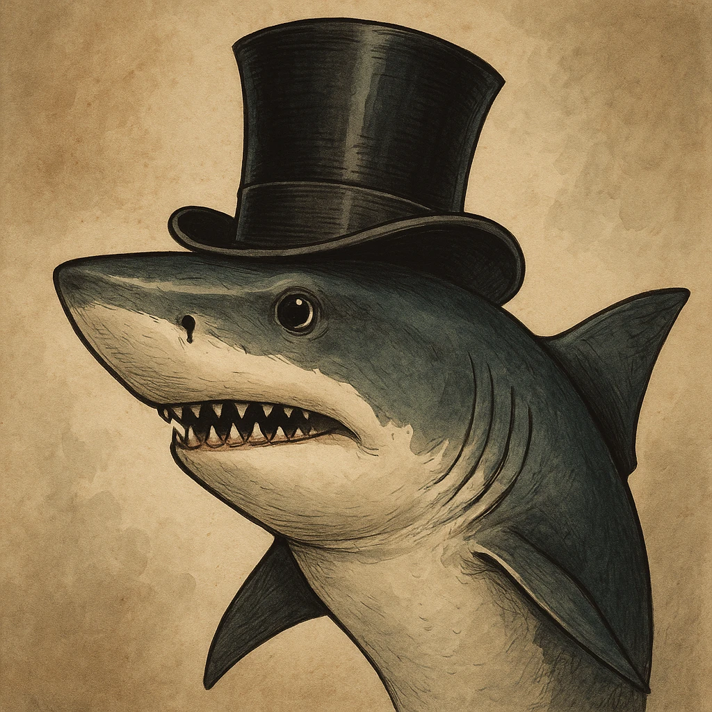 shark with a fancy top hat, style 4 emoji