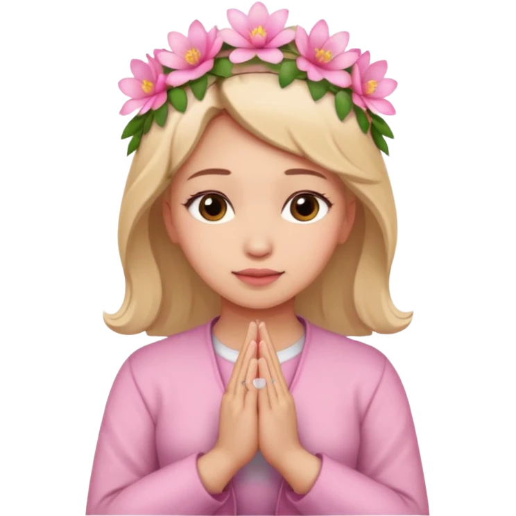 ผู้หญิงพนมมือสวัสดีทัดดอกไม้ที่หู emoji