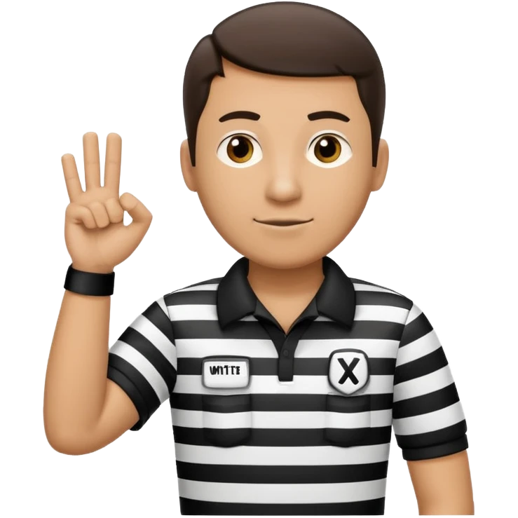 referee with raised arms crossed like an X emoji