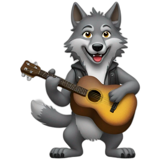 wolf playing guitar emoji