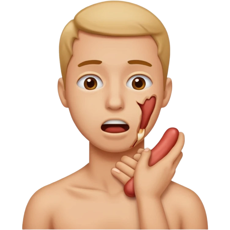 a person fake choking themselves emoji