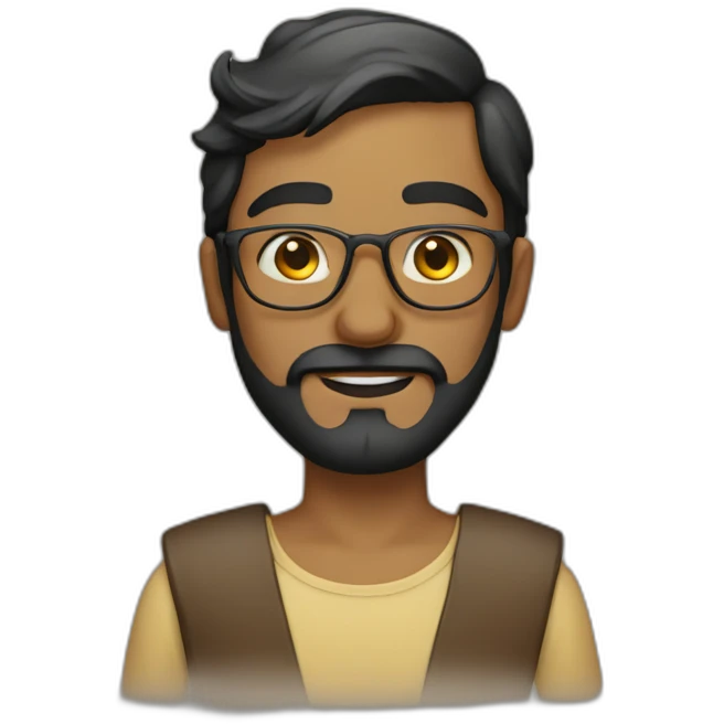 handsome man with golden glasses and black beard, indian skin tone emoji