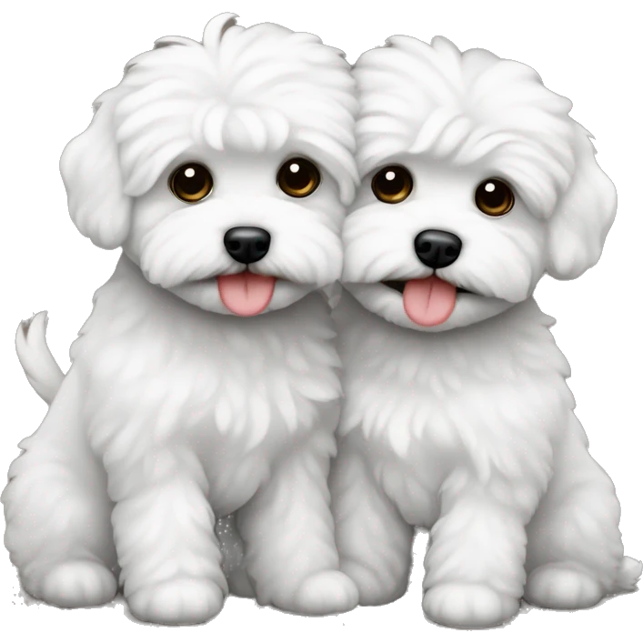 Two malti-poo dogs kissing each other emoji