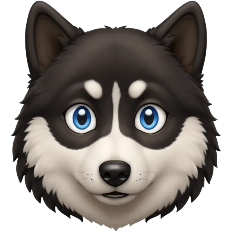 Dark black Husky with blue eyes with a confused look on his face emoji