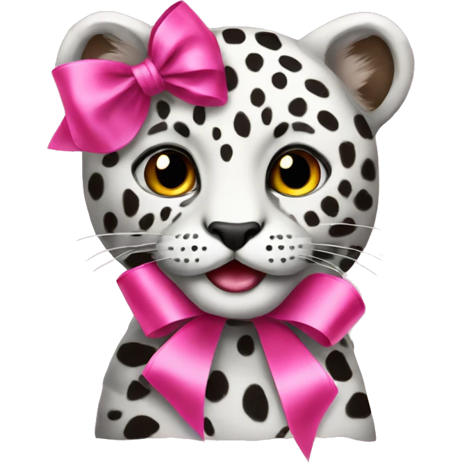 leopardo with ribbon pink  emoji