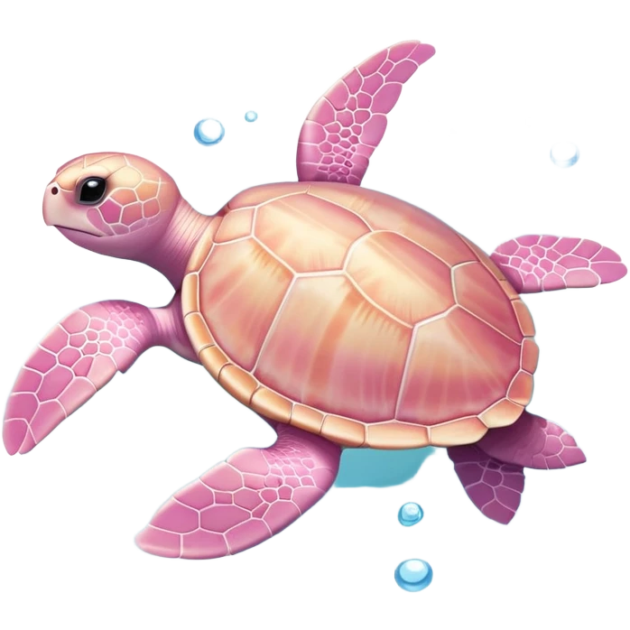 adorable light pink baby sea turtle swimming in water emoji