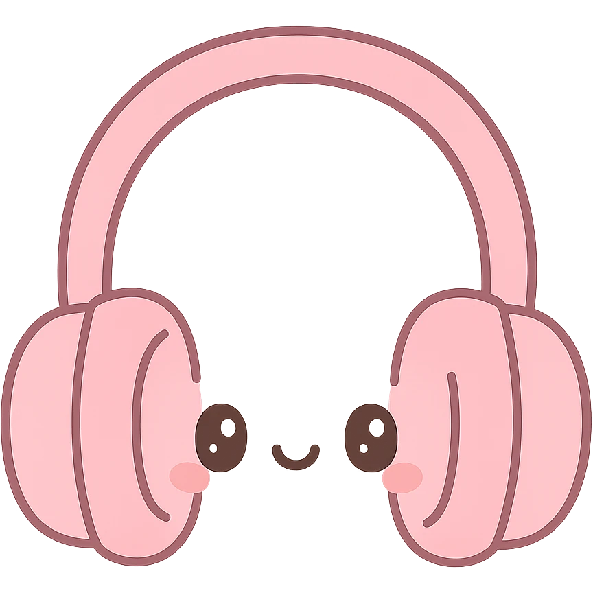 pink headphones kawaii style emoji