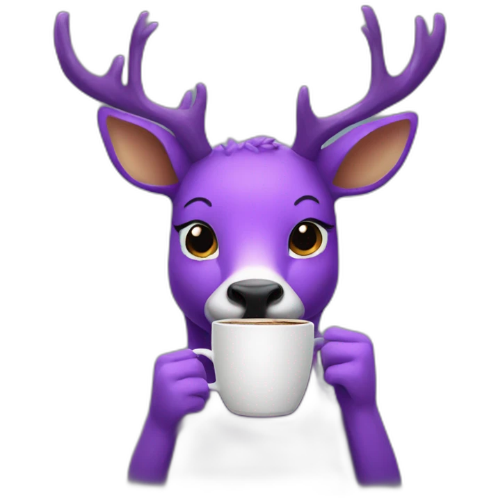 purple deer drinking coffee emoji