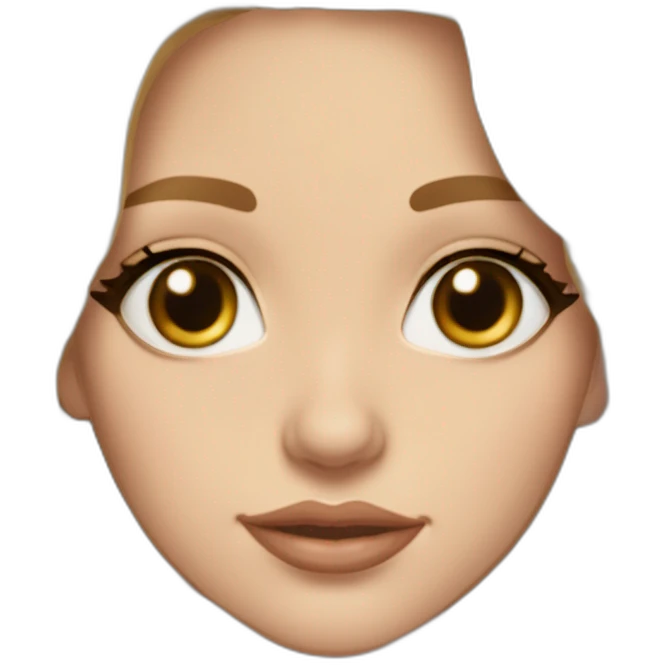 Young adult female white medium skin tone, hazel big eyes, Italian nose, lip gloss, peach blush, mascara, gold earrings, dirty blonde wavy long hair emoji