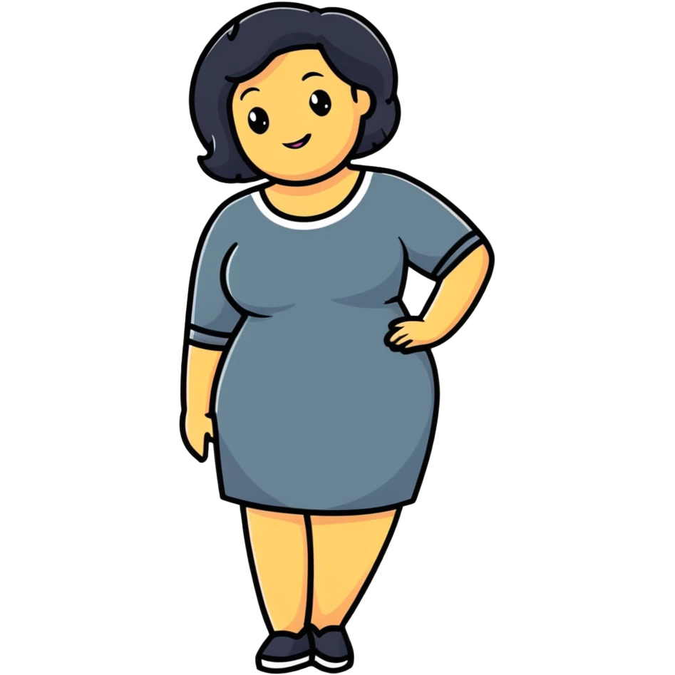 playful and friendly cartoon sticker of a confident, curvy woman emoji