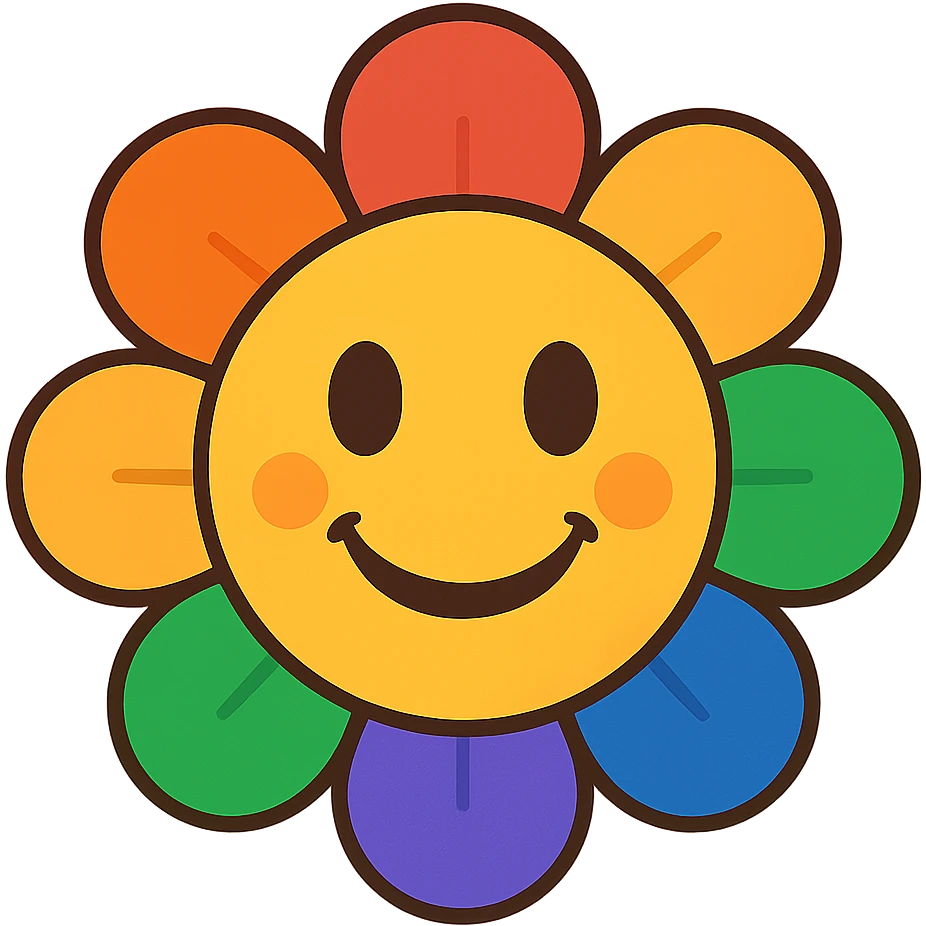 gay pride emoji, rainbow flower, cheerful and inclusive, no background emoji