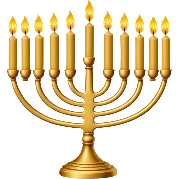 Gold Menorah with 7 candles on the left and right sides emoji