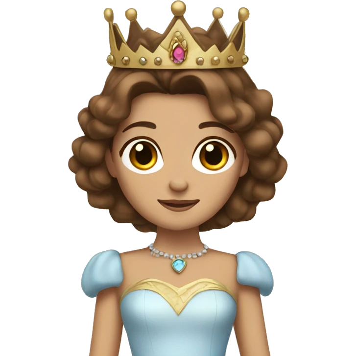 Princess with brown hair and crown emoji