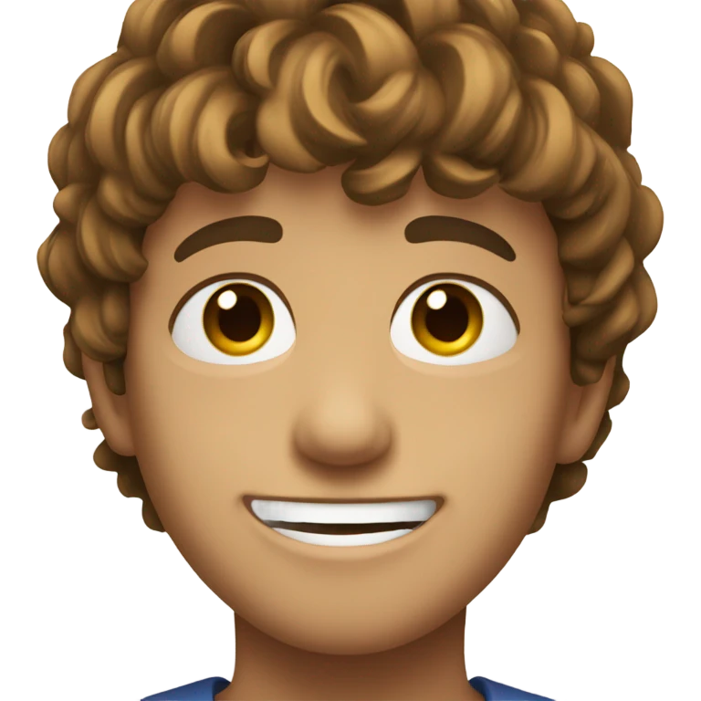 young 25 boy face, cool hair, smile, brown hairs. emoji