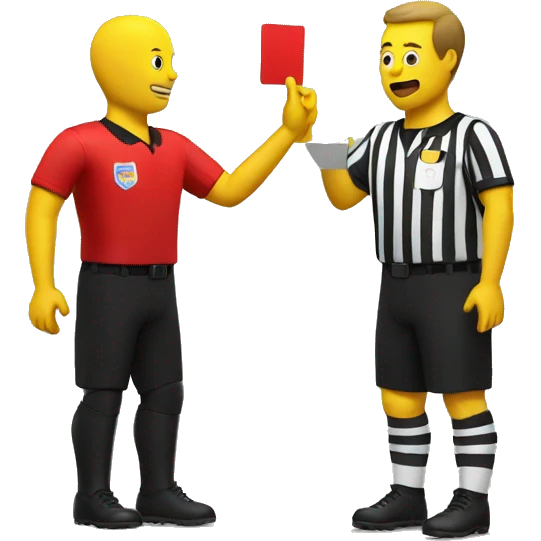 yellow man referee giving a red card emoji