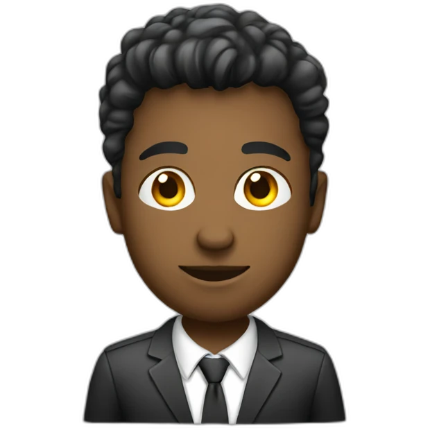 young usual manager with laptop emoji