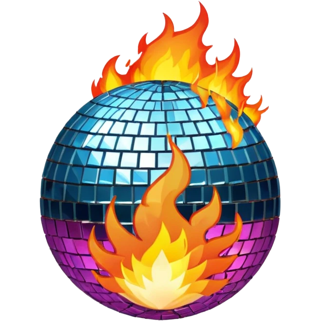 disco ball on fire on top emoji