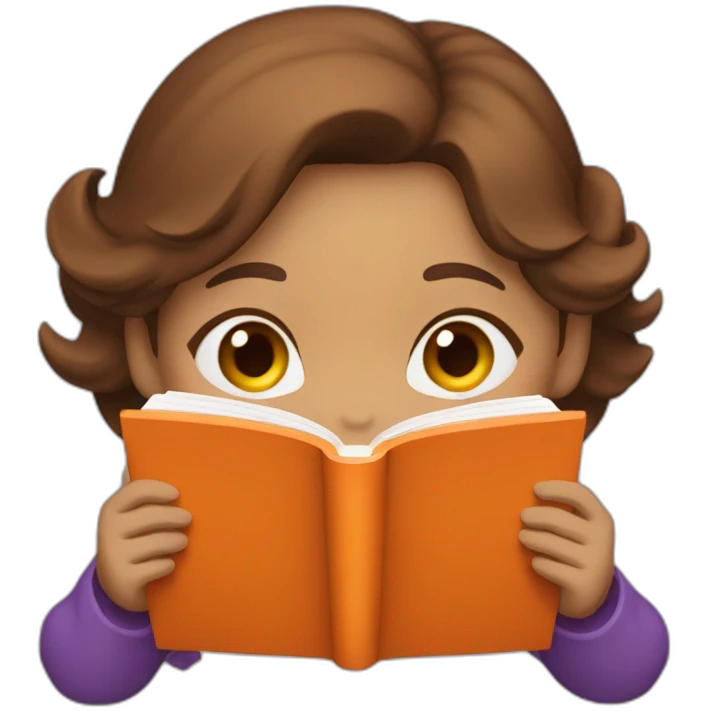 brown-medium-hair-girl-wearing-purple-blouse-reading-a-orange-book-without-glasses emoji